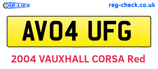 AV04UFG are the vehicle registration plates.