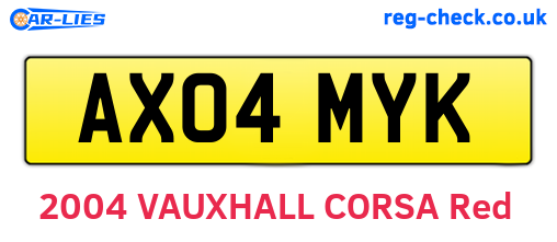 AX04MYK are the vehicle registration plates.