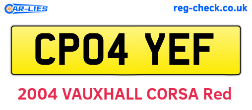 CP04YEF are the vehicle registration plates.