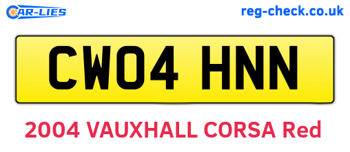 CW04HNN are the vehicle registration plates.