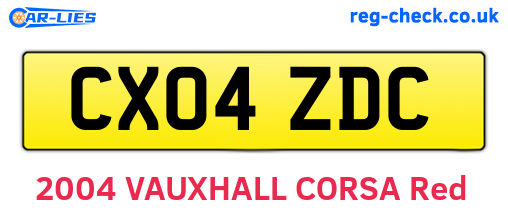 CX04ZDC are the vehicle registration plates.