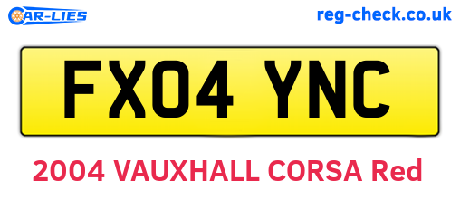 FX04YNC are the vehicle registration plates.