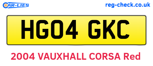 HG04GKC are the vehicle registration plates.