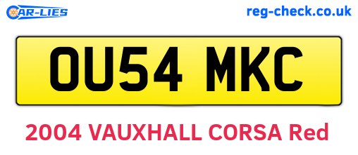 OU54MKC are the vehicle registration plates.