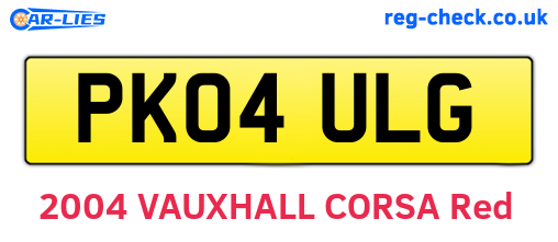 PK04ULG are the vehicle registration plates.