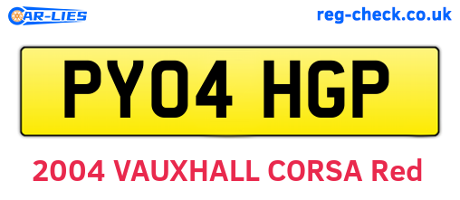 PY04HGP are the vehicle registration plates.