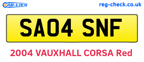 SA04SNF are the vehicle registration plates.