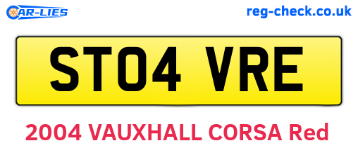 ST04VRE are the vehicle registration plates.