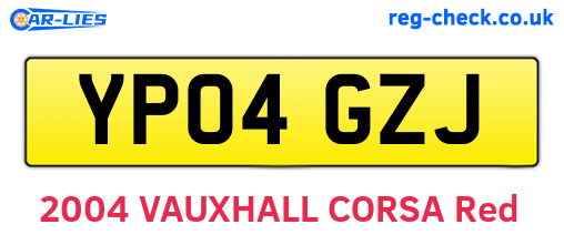 YP04GZJ are the vehicle registration plates.
