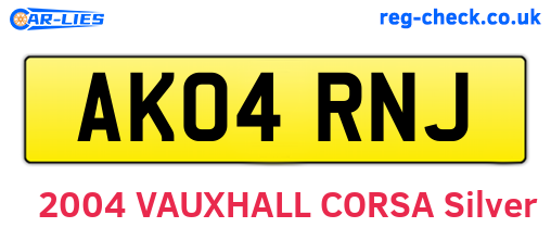 AK04RNJ are the vehicle registration plates.
