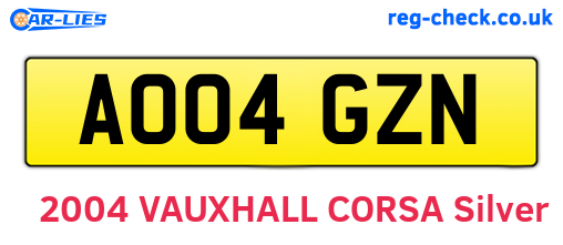 AO04GZN are the vehicle registration plates.