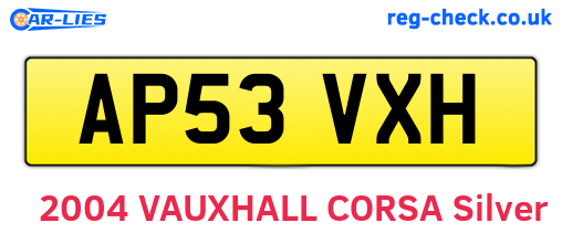 AP53VXH are the vehicle registration plates.