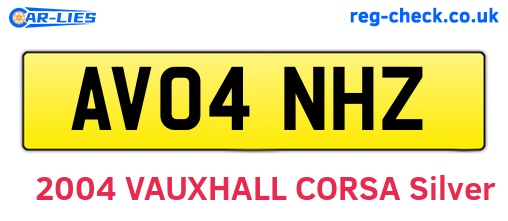 AV04NHZ are the vehicle registration plates.