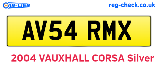 AV54RMX are the vehicle registration plates.