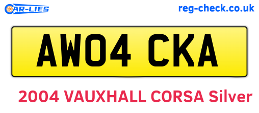 AW04CKA are the vehicle registration plates.