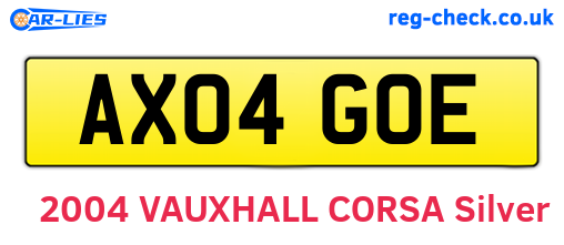 AX04GOE are the vehicle registration plates.