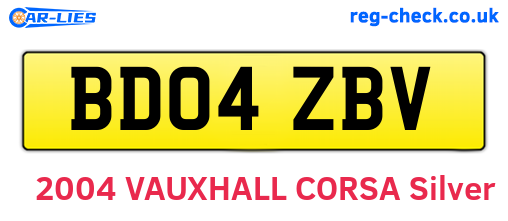 BD04ZBV are the vehicle registration plates.