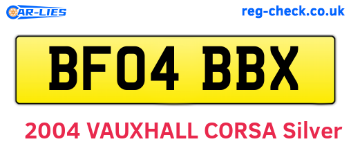 BF04BBX are the vehicle registration plates.