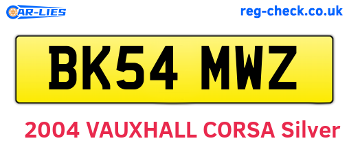 BK54MWZ are the vehicle registration plates.