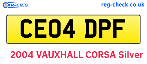 CE04DPF are the vehicle registration plates.