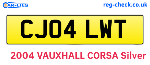 CJ04LWT are the vehicle registration plates.