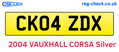 CK04ZDX are the vehicle registration plates.