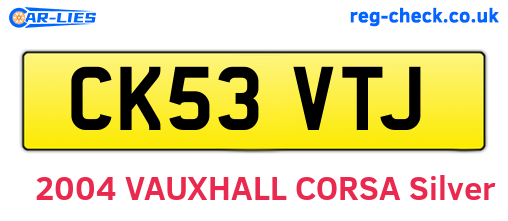 CK53VTJ are the vehicle registration plates.