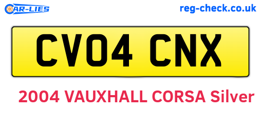 CV04CNX are the vehicle registration plates.