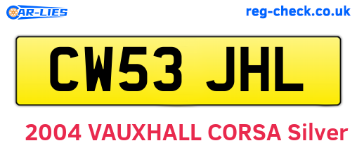 CW53JHL are the vehicle registration plates.