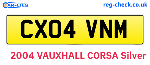CX04VNM are the vehicle registration plates.