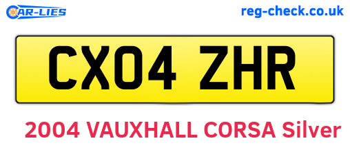 CX04ZHR are the vehicle registration plates.