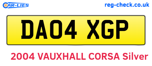 DA04XGP are the vehicle registration plates.