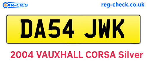 DA54JWK are the vehicle registration plates.