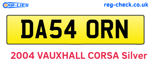DA54ORN are the vehicle registration plates.