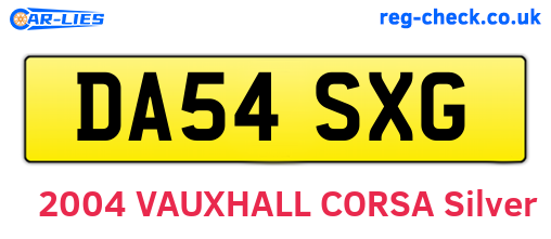 DA54SXG are the vehicle registration plates.