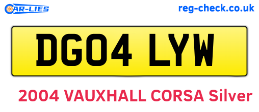 DG04LYW are the vehicle registration plates.