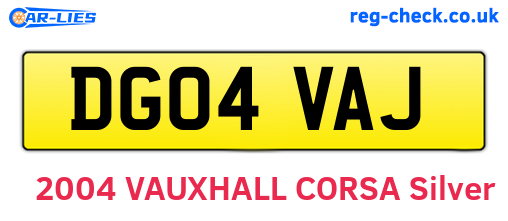 DG04VAJ are the vehicle registration plates.
