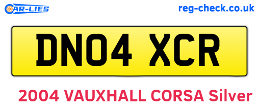 DN04XCR are the vehicle registration plates.