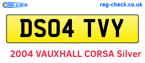 DS04TVY are the vehicle registration plates.