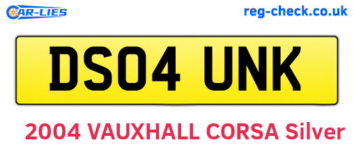 DS04UNK are the vehicle registration plates.