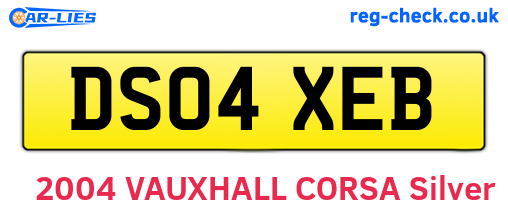 DS04XEB are the vehicle registration plates.