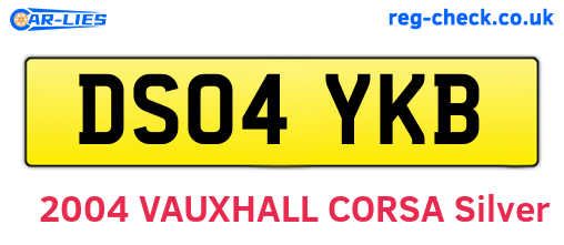DS04YKB are the vehicle registration plates.