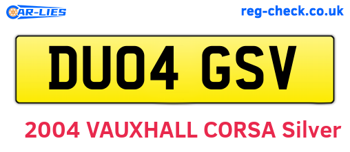 DU04GSV are the vehicle registration plates.
