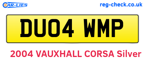 DU04WMP are the vehicle registration plates.