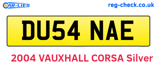 DU54NAE are the vehicle registration plates.