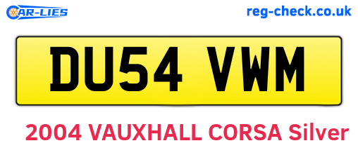 DU54VWM are the vehicle registration plates.