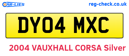 DY04MXC are the vehicle registration plates.