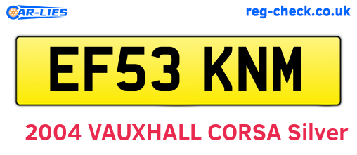 EF53KNM are the vehicle registration plates.