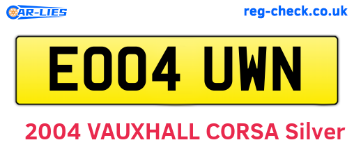 EO04UWN are the vehicle registration plates.