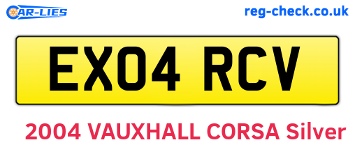 EX04RCV are the vehicle registration plates.